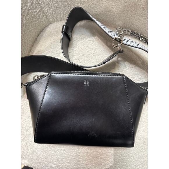 Givenchy Mini Antigona Crossbody Bag Black Leather Silver Hardware Strap - Picture 3 of 8